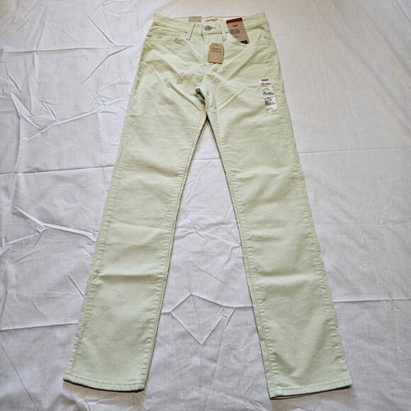 Levi's Women's 724 Corduroy High Rise Slim Straight Light Green Pants Long 4/27 - Picture 1 of 9